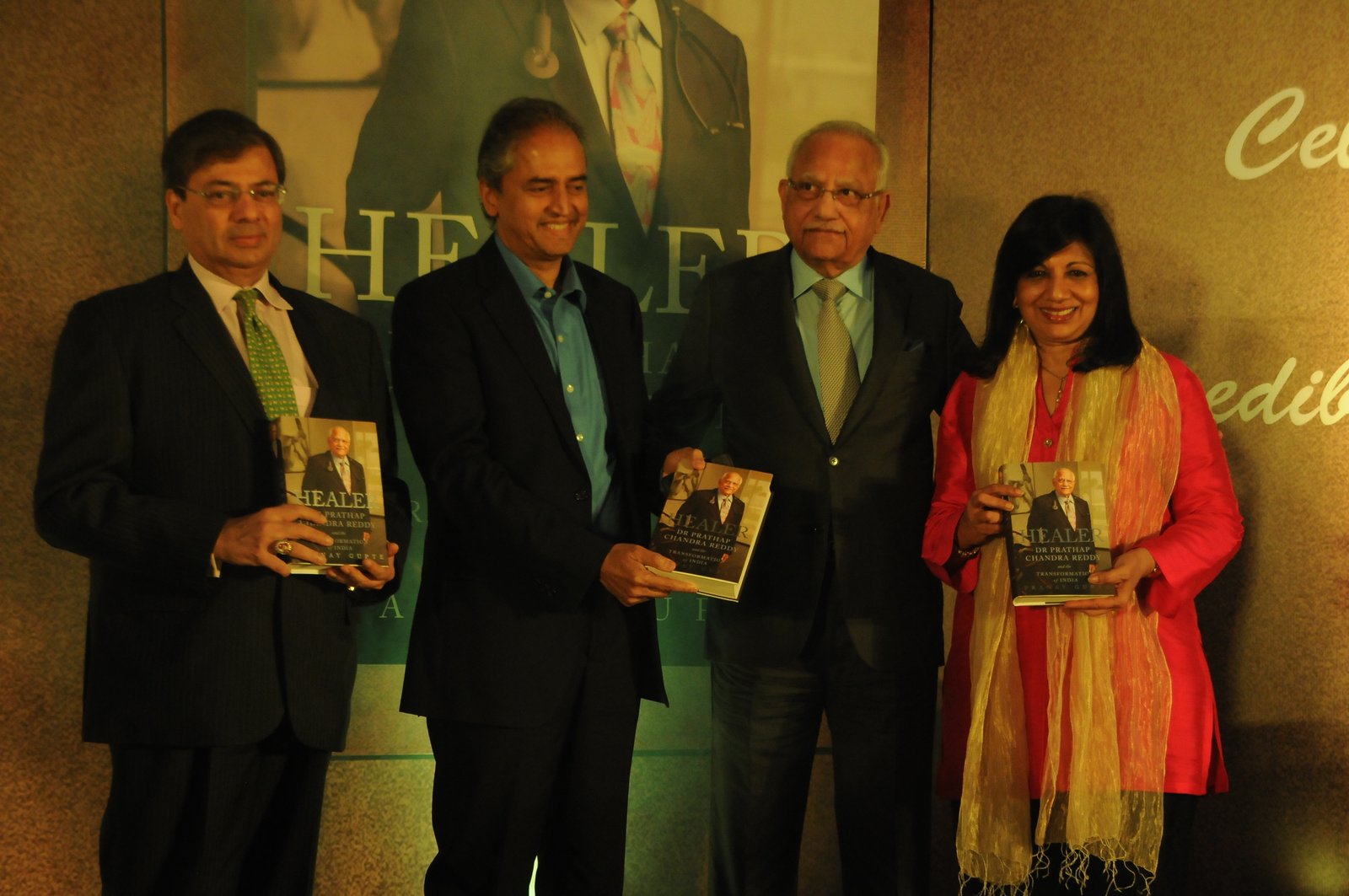 A royal touch: (L-R) Mr Pranay Gupte, Dr Devi Shetty, Dr Prathap C Reddy, and Dr Kiran Mazumdar-Shaw