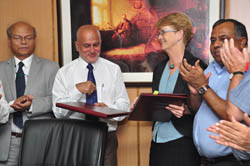 (2nd from L) Dr S Ayyappan, secretary, Department of Agricultural Research and Education (DARE) and director general, Indian Council of Agricultural Research (ICAR) 