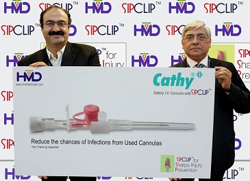 Mr Pardeep Sareen, Marketing Head, and Mr Sanjiv Koul Sr Regional Sales Manager (North) launches Safety IV Cannula with SIP CLIP for the first time in the country